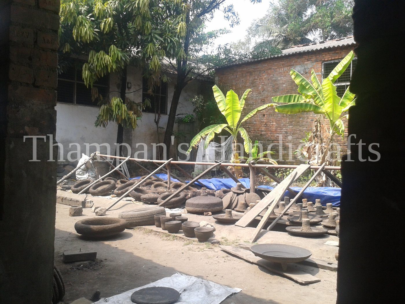Clay moulds drying in the sun at the Mannar foundry before casting